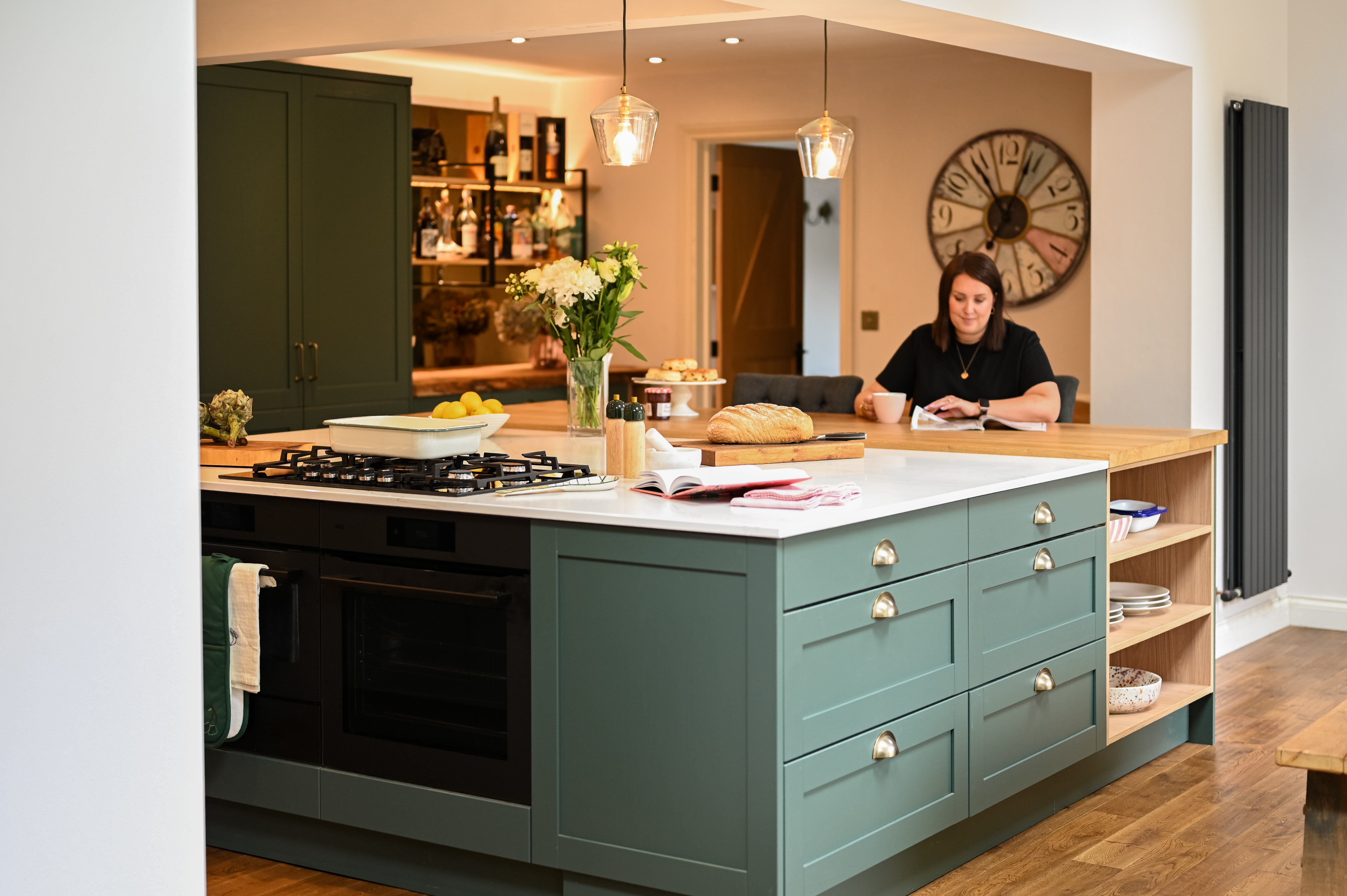 A warm showroom kitchen display
